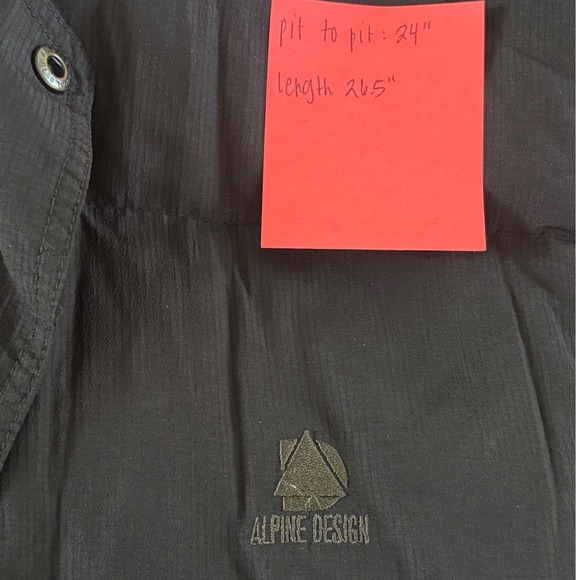 Vintage Alpine Design Down Puffer Vest Black Nylon 90s Outdoor Gorpcore L - Picture 2 of 3